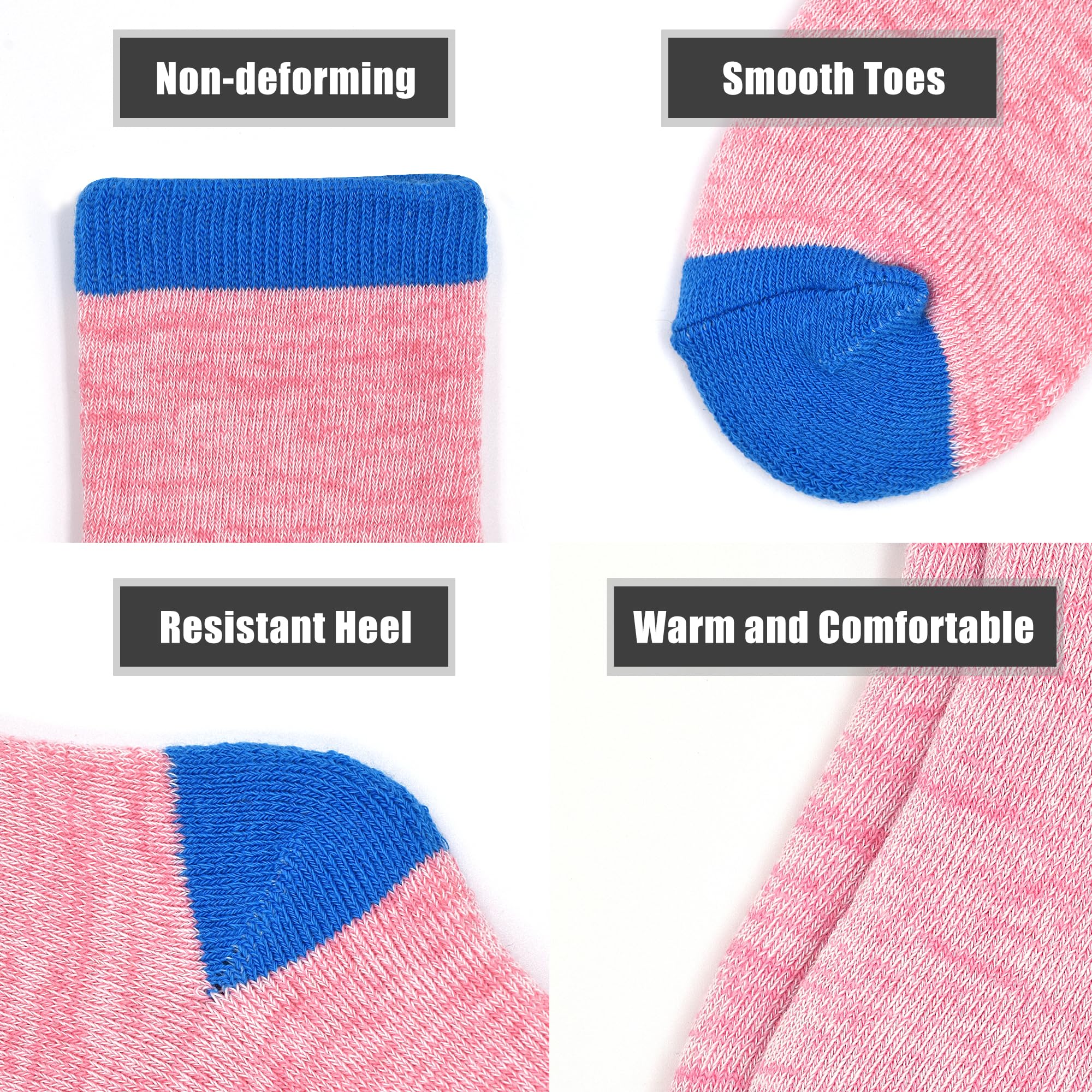 ZERULETS Calcetines gruesos para niños y niñas, calcetines cálidos de invierno para senderismo, calcetines cálidos para niños pequeños, calcetines térmicos para cabina, 6 pares para 3 a 14 años