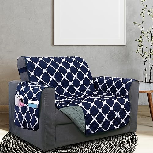 Miniatura 29 de Elegant Comfort Bloomingdale - Protectores acolchados para muebles, fundas reversibles de diseño sólido e impreso con correas elásticas y bolsillos