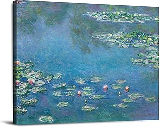 Water Lilies Wall Art Canvas Prints 30x24, Claude Monet Classic Art Reproductions. Giclee Print& Museum Quality Framed Art for Wall Decor.