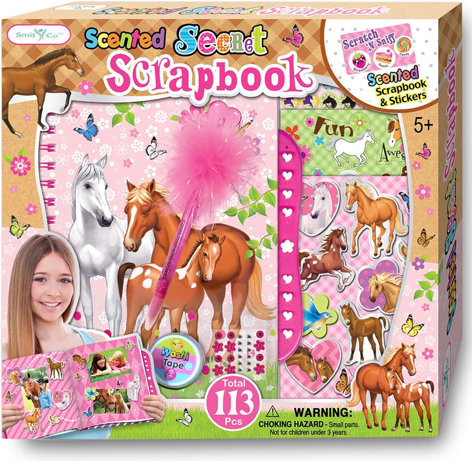 Horse Gifts for Girls - Craft Stuff Scrapbooking Kit for Kids Ages 8-12 Year Olds - Hardback Sticker Activity Book Set and Journal with Passcode Lock to Keep Her Secrets and Memories Safe : Toys & Games