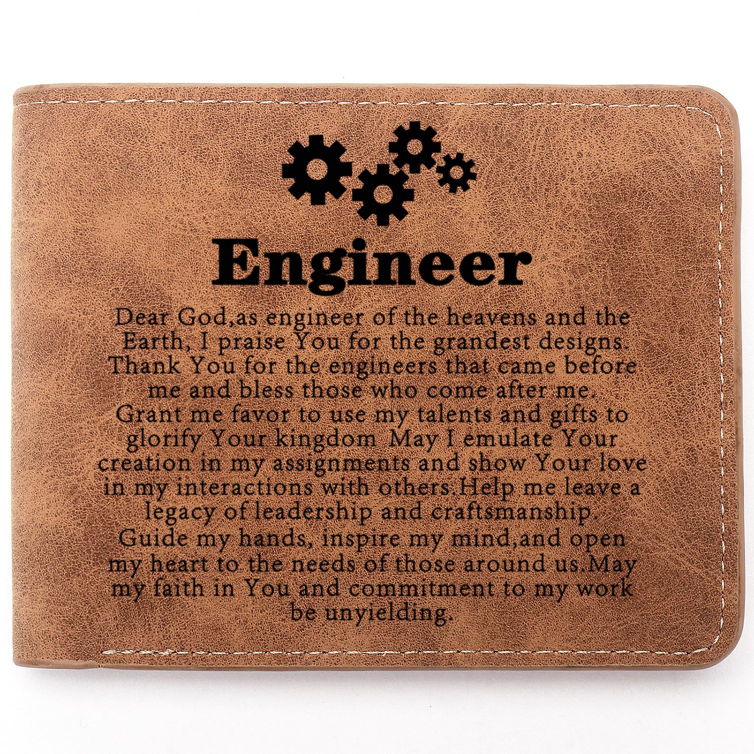 TZYTHT Engineer Gifts,Leather Wallet for Men,Engraved Personalized Leather Wallet,Future Aerospace Engineering, Graduation Engineers Retirement Gifts