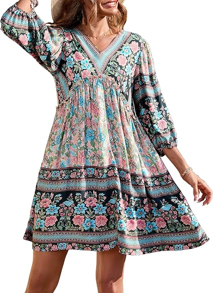 BTFBM Women Summer Spring Floral Boho Dress 2026 V Neck Short Sleeve Ruffle Beach Vacation Clothes Wedding Guest Dresses