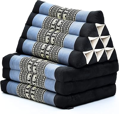 Amazon Com Leewadee Foldout Triangle Thai Cushion Floor Seat With Back Rest Tv Pillow Lounge R Foldable Out Door Mattress 67x21x16 Inches Kapok Blue Furniture Decor