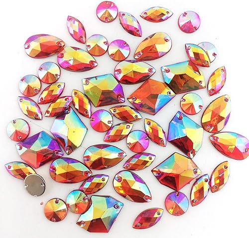 Miniatura 8 de PEPPERLONELY 50 unidades de color púrpura AB para coser en forma mixta y tamaño con parte trasera plana facetados cristales acrílicos rimonas, 7