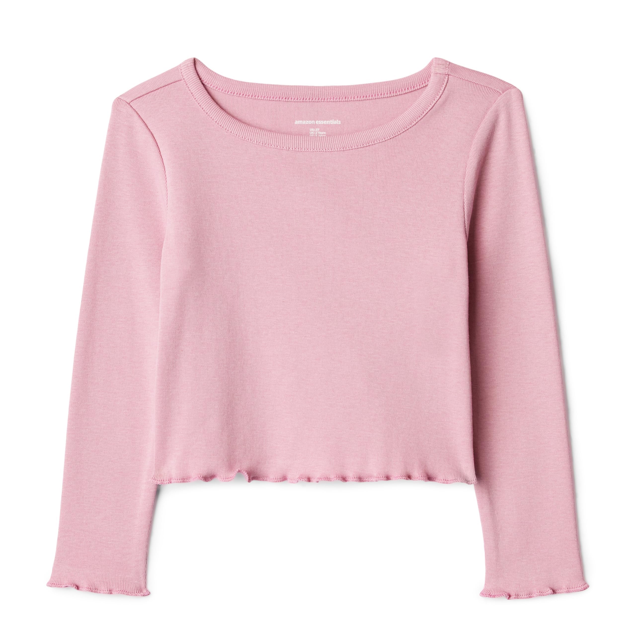 Amazon Essentials Girls and Toddlers Long-Sleeve Cropped Rib Top, Mauve, 3T