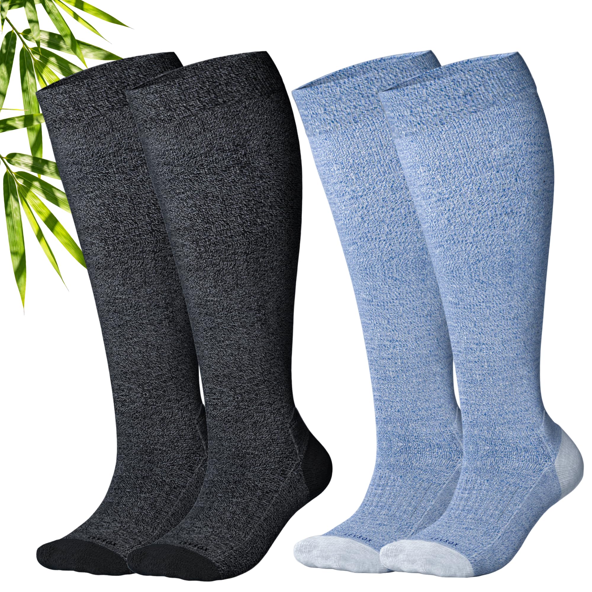 levsox Bamboo Viscose Compression Socks Wide Calf 15-20 mmHg Knee High with Cushioned Foot for Nurses & Travel-picture-33