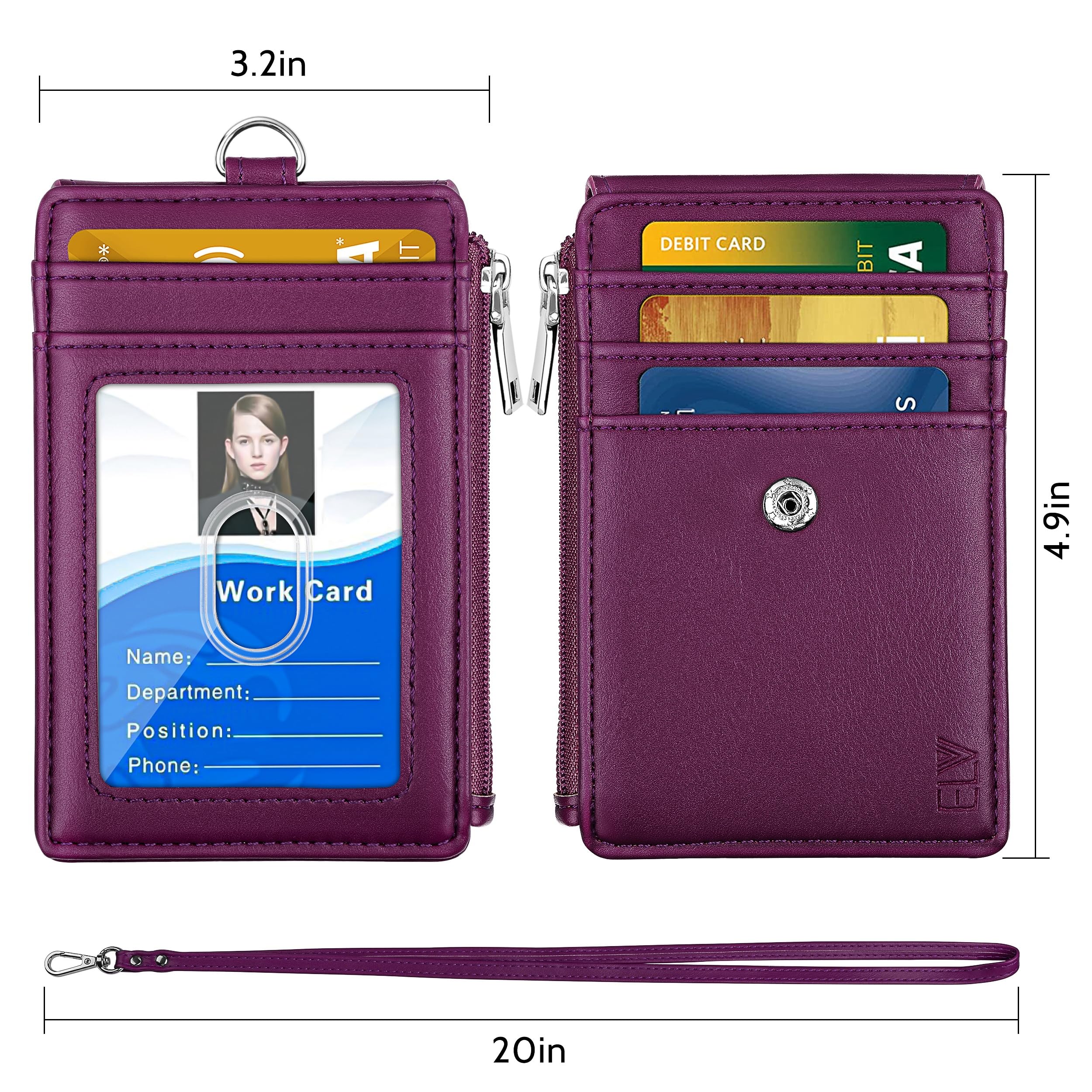 Amazon.com : ELV Badge Holder with Zipper, PU Leather ID