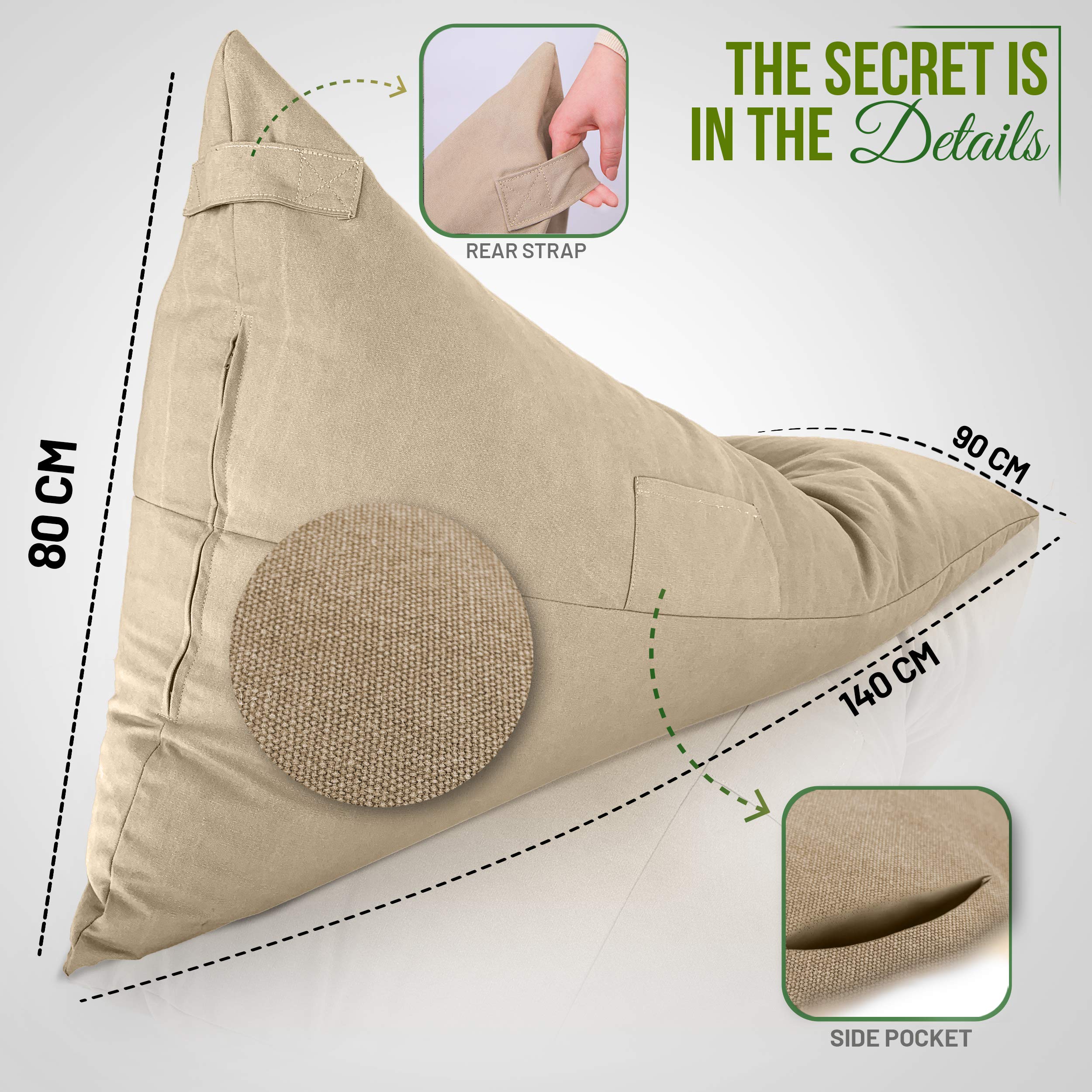 Aiire Pouf Poltrona Sacco Design - Puffo per Sedersi con Poggiapiedi per la Camera da Letto Moderna - Pouffe Salotto XXL con Sgabello Basso - Bean Bag Chair con Poggia Piedi - Puf Beige