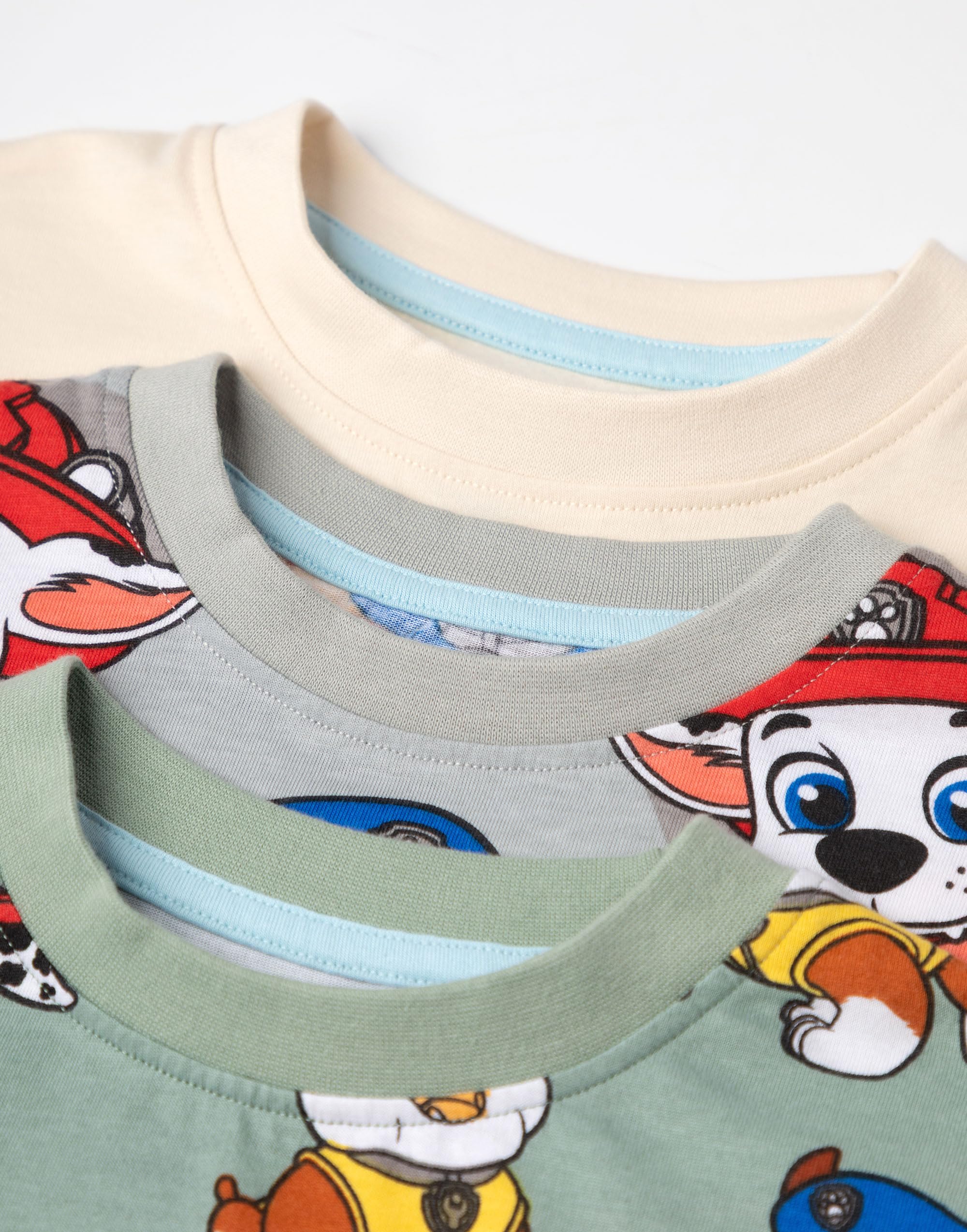 Paw Patrol Boys Ensemble de Pyjama Vert Clair, Gris et crème | Multi-Pack de 3 vêtements de Nuit à Manches Courtes et Jambes Courtes | Chase, Marshall, Skye & Rubble Vêtements de détente imprimés