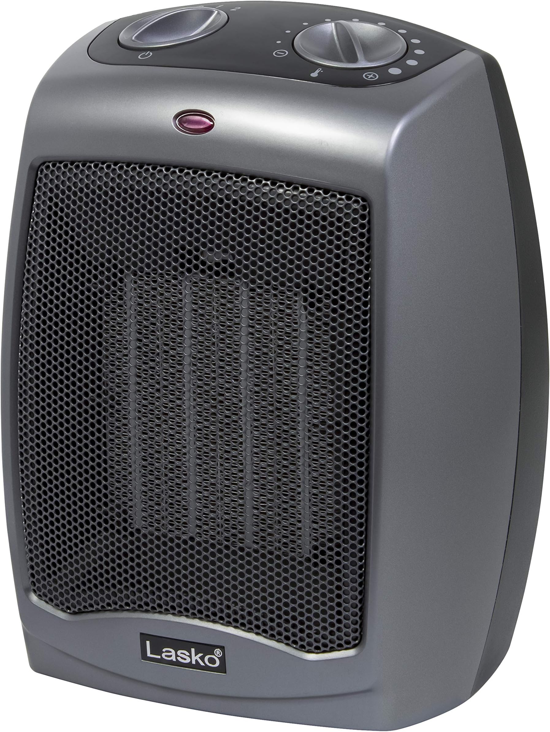 Portable Indoor Electric Ceramic Space Heater with Tip-Over Safety Switch, Overheat Protection and Thermostat, 2 Speeds, Safe for Home, 9.2 Inches, Dark Gray, 1500W, 754201