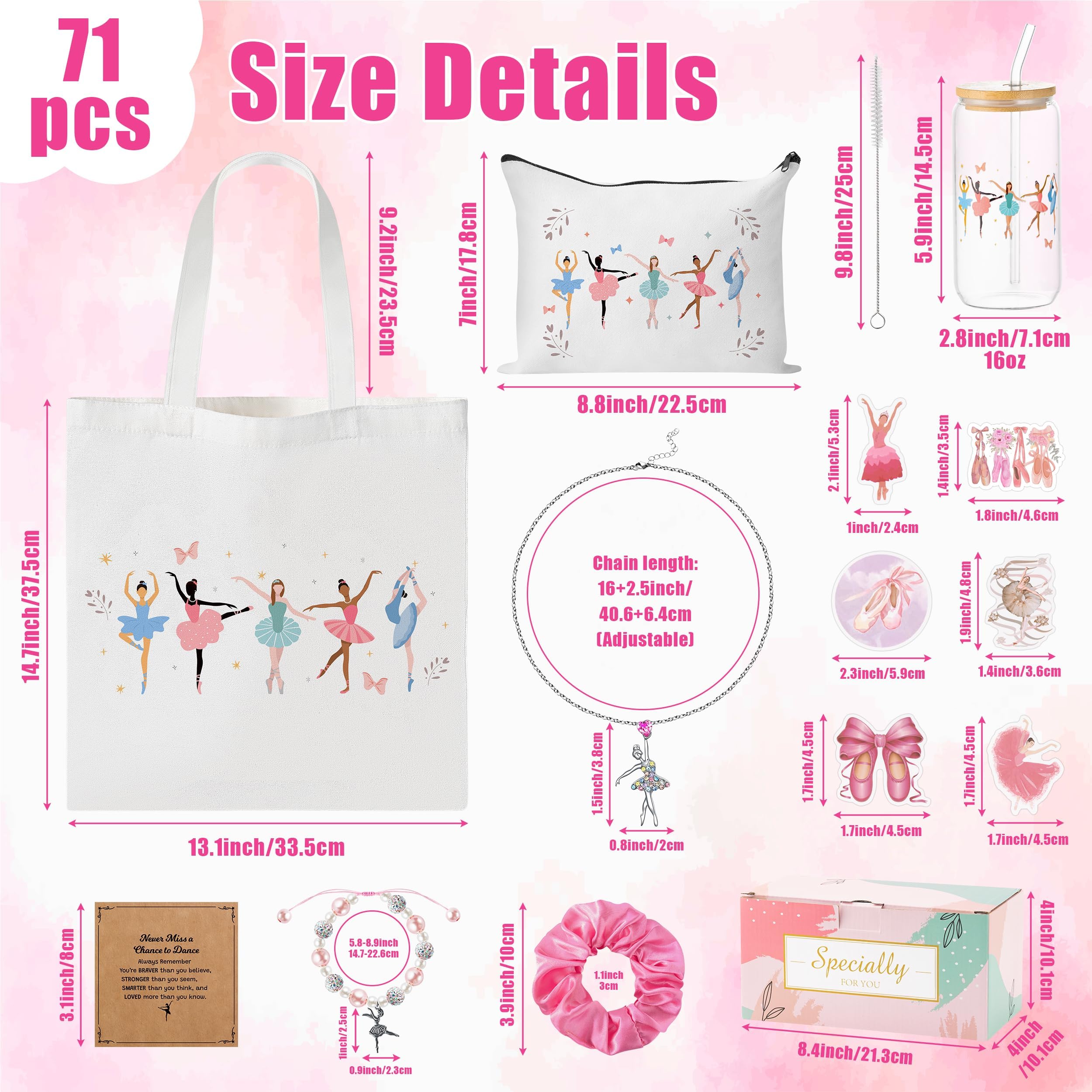 Y1tvei Ballerina Gift Set for Dancing Girls- Dainty Canvas Tote Bag Handbag, Gifts for Ballet Women Birthday Party Favors