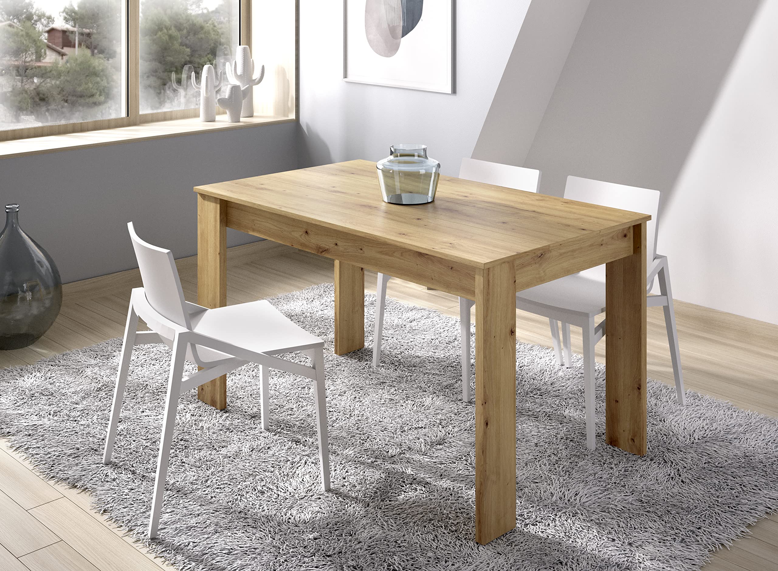 DEKIT GRUPO RIMOBEL Sami Mesa de Comedor Fija, Melamina, Nordic, 77x139x81 cm