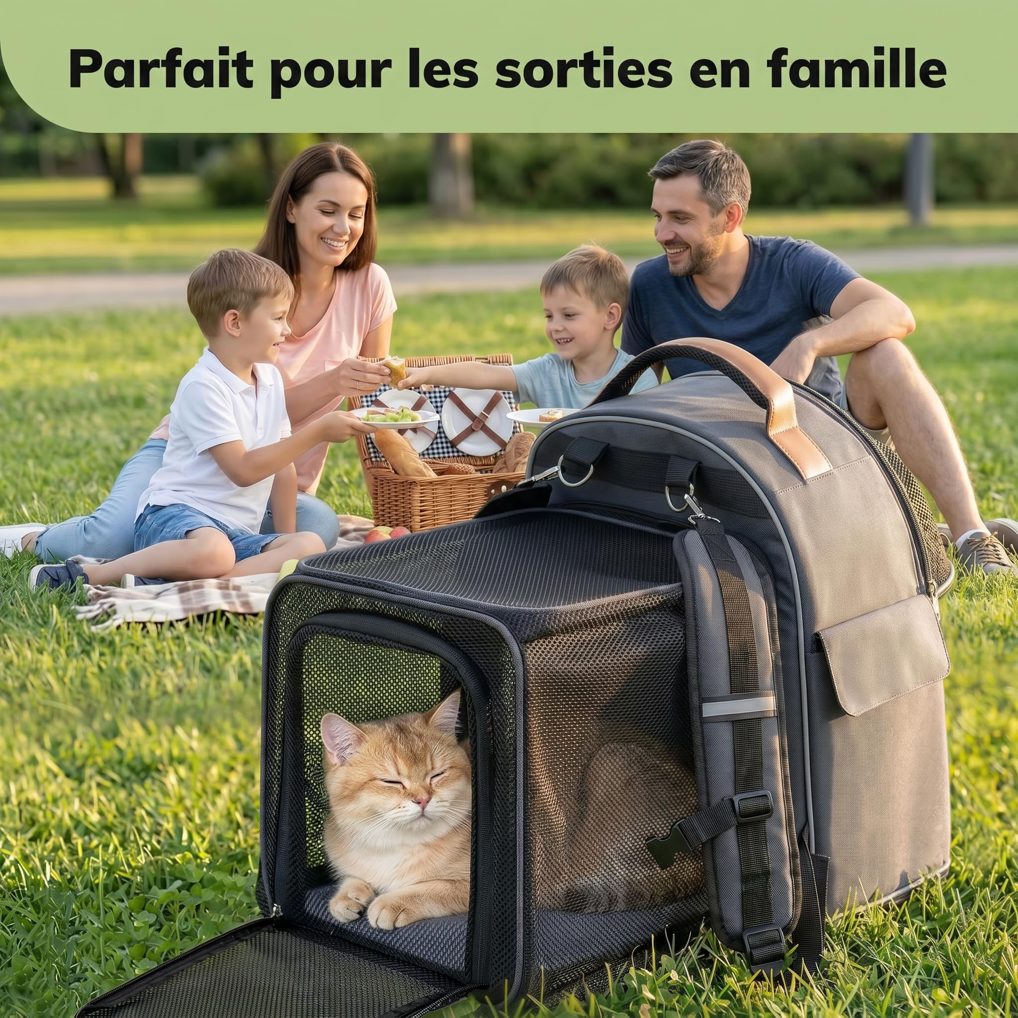 Morpilot Sac Transport 102% Extensible pour Chien avec Peluche Amovible Et Laisse De Sécurité Intérieure Sac à Dos Pliable pour Chat pour Train/Voiture/Voyage