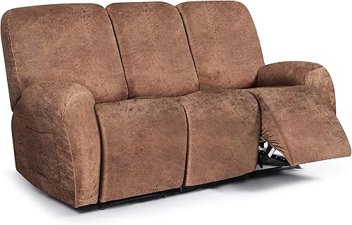 Miniatura 110 de Fundas para sillas reclinables con aspecto de cuero, funda elástica de 4 piezas, funda suave para silla reclinable, protector de muebles lavable