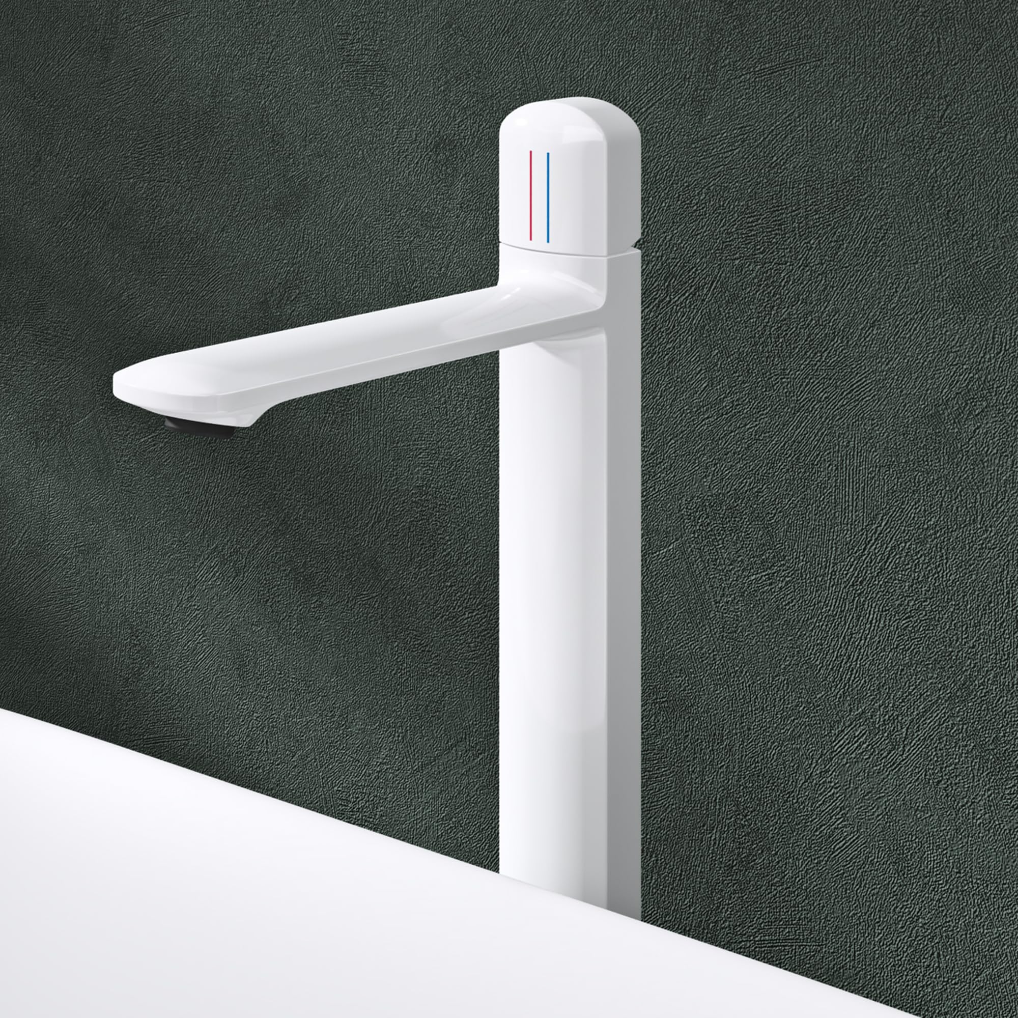 Mai & Mai Wasserhahn Bad 31,3cm hoch, Waschtischarmatur Glänzend weiß | Einhebelmischer Mischbatterie Bad Armatur Badezimmer aus Messing, mit Wassersparfunktion DIN-Anschlüsse WAO-1190H