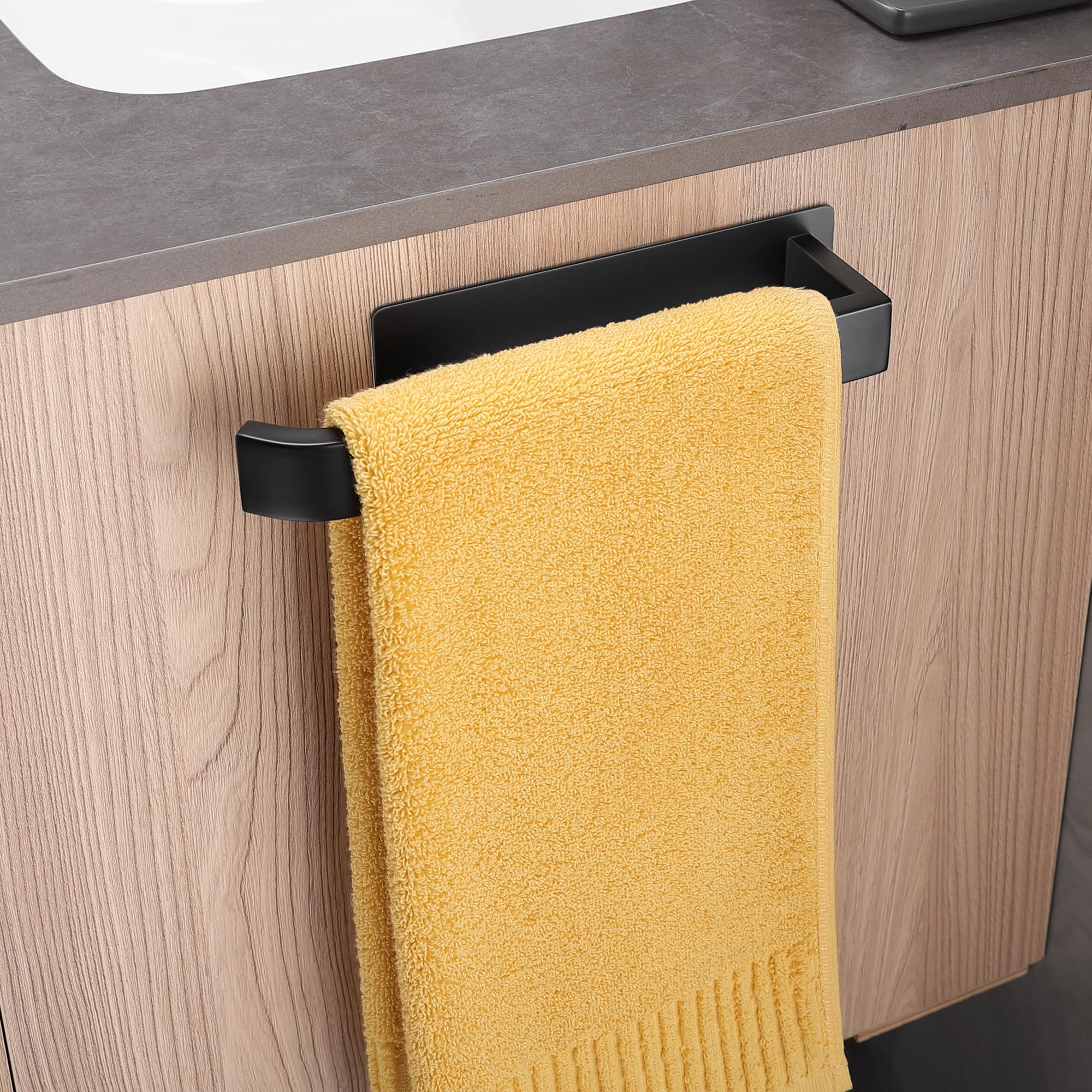ALOCEO Toalleros de Baño sin Taladro Acero Inoxidable Toallero Adhesivo Negro 24cm — view 3