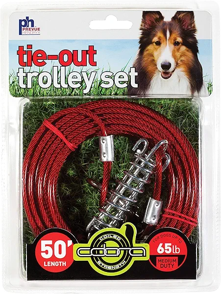Prevue Pet Products 2124 Medium-Duty 50' Tie-Out Cable Trolley Set
