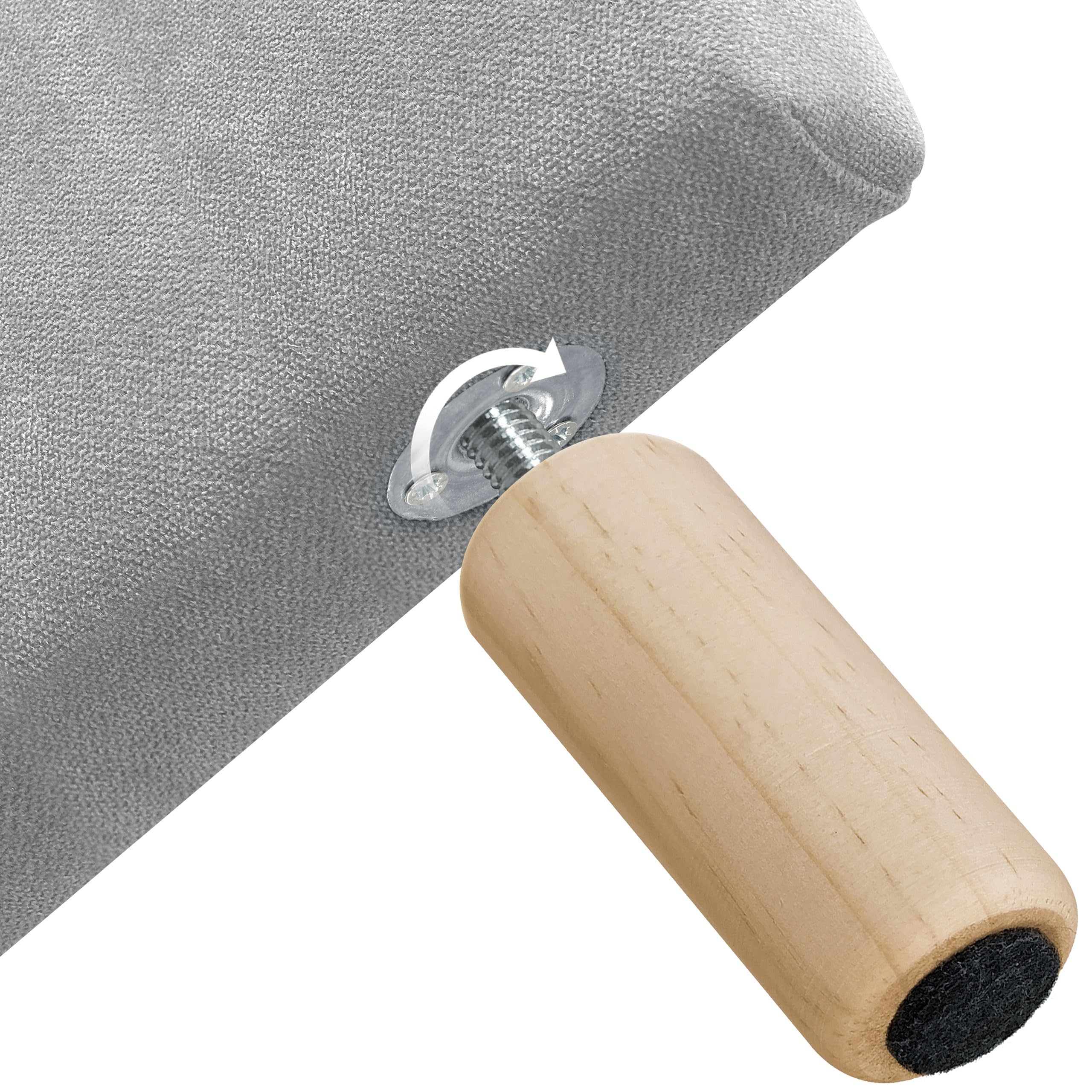 DHOME Cabecero Suelo Curvo Tapizado de Tela Acualine, Esquinas Redondeadas, Cabezal Tapizado Cama Dormitorio Moderno Top Trending (Gris Claro, 110cm)