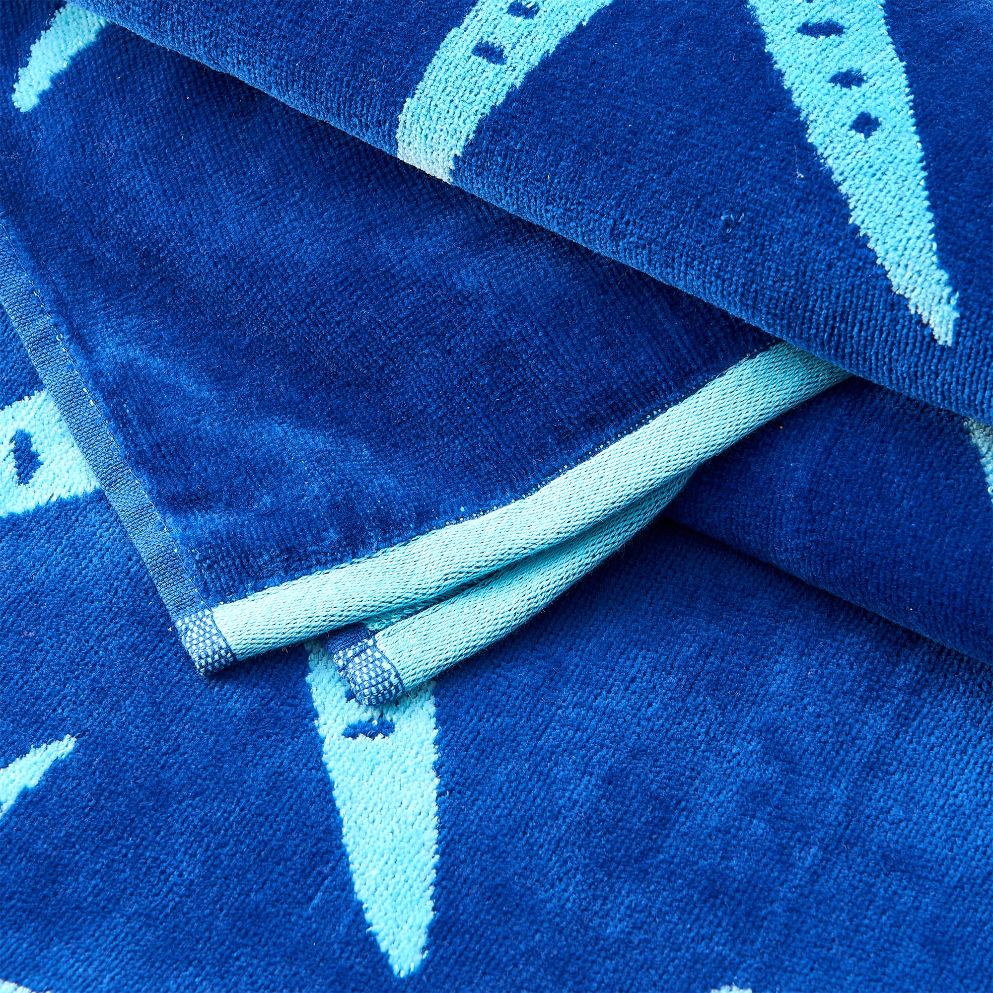 Great Bay Home 100% Cotton Beach Towels | 2 Pack of 30 x 60" Blue Pool Towels for Adults and Kids | Absorbent & Quick Dry Towels (Blue/Yellow Pineapple & Stripe)