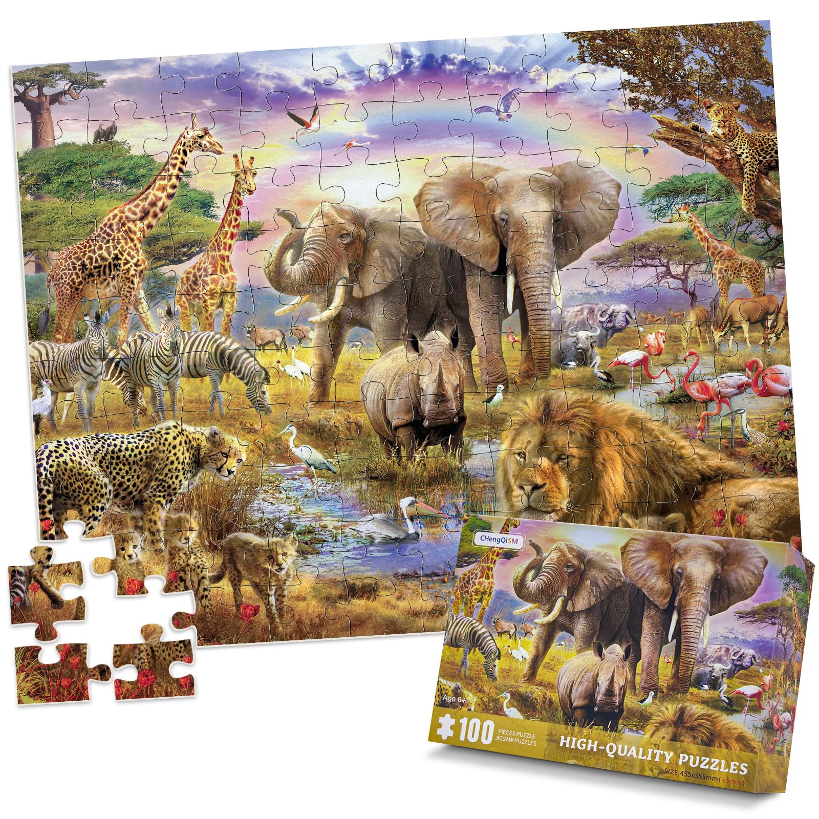 100 Pieces Jigsaw Puzzles for Kids-The Animals Puzzle 100 piece jigsaw puzzles for adults,Puzzles children puzzle, animals puzzle for Adults Teens Kids Interactive Toy Brain Teaser