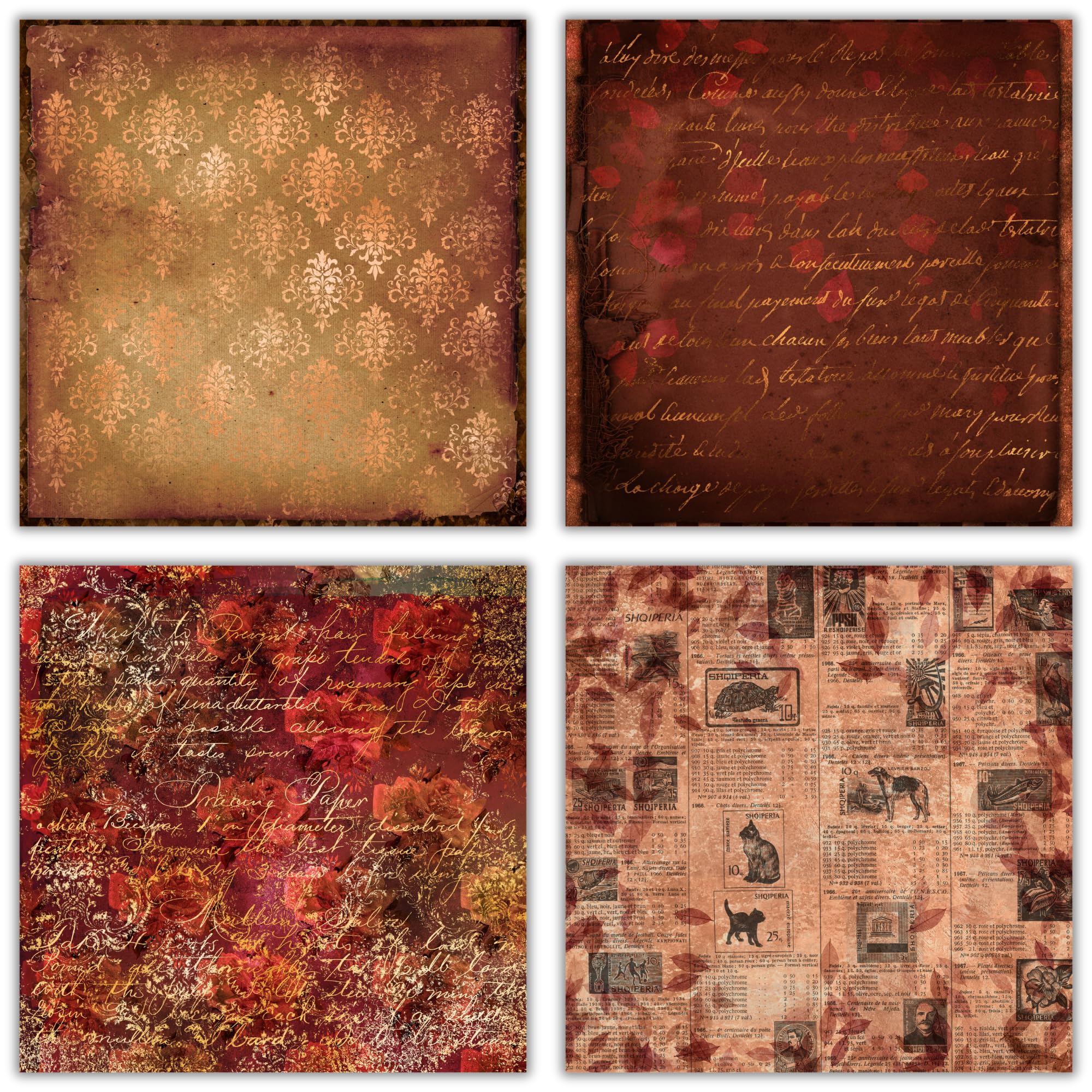 XERE 40 Blatt Herbst-Scrapbook-Papier, 15,2 x 15,2 cm, Ephemera-Muster, Papierpackung für Tagebuch, Skizzenbuch, Lesezeichen, Junk-Tagebuch, Herbst-Scrapbook Kunstbedarf