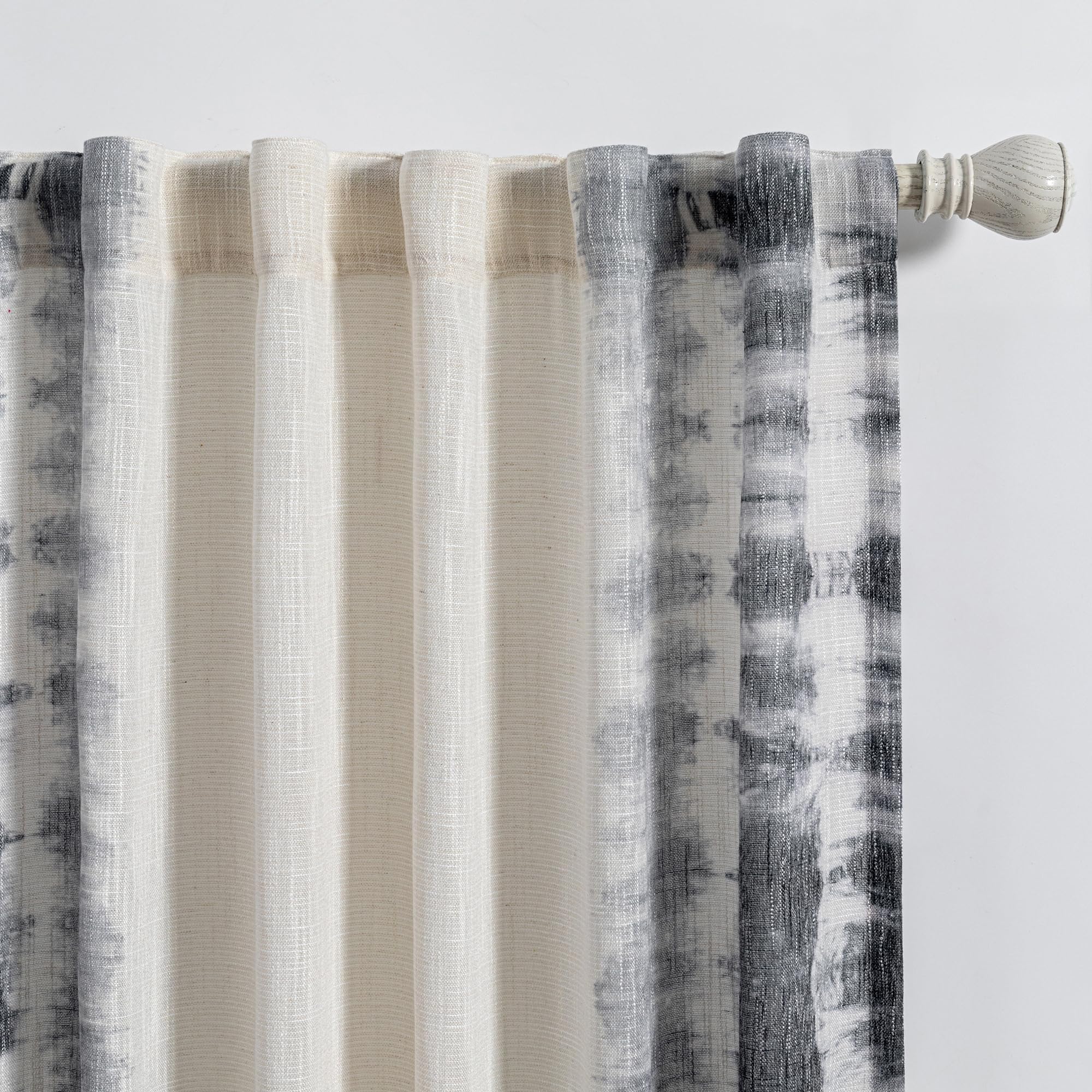 MEETSKY Flax Linen Sheer Curtains 95 Inches 2 Panels Light Filtering Window Modern Cotton Curtains for Living Room Printed Soft Rod Pocket Decorative