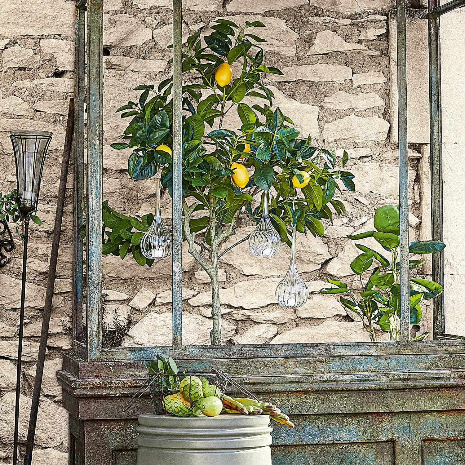 Loberon Hängewindlicht 3er Set Fairlie, klar | mundgeblasen, zarte Riffelung, Öffnung für Teelichter, inkl. Aufhängung, Gartendekoration, Outdoor, Glas, Jute