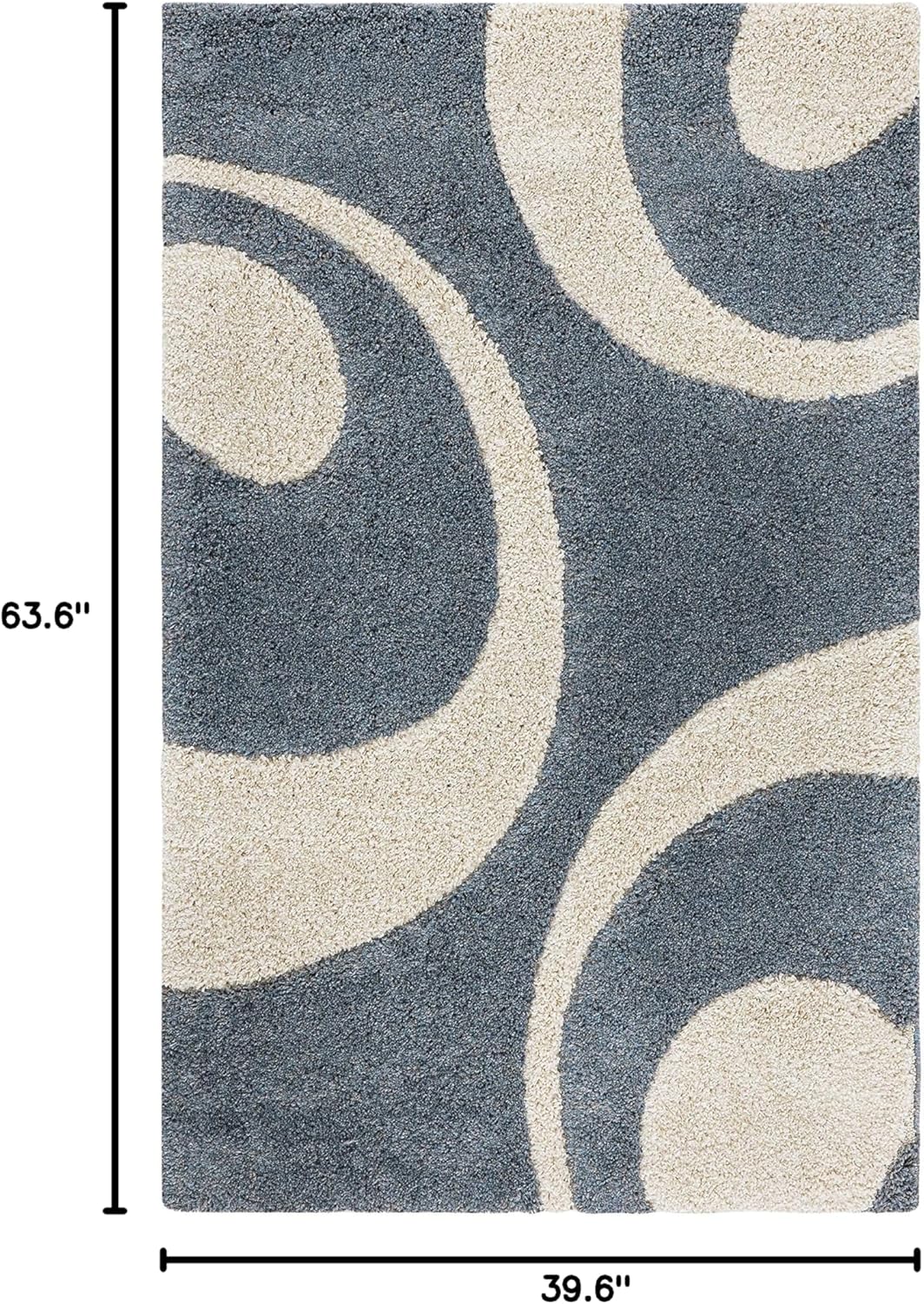 SAFAVIEH Florida Shag Collection Accent Rug - 3'3" x 5'3", Slate & Ivory, Non-Shedding & Easy Care, 1.2-inch Thick Ideal for High Traffic Areas in Entryway, Living Room, Bedroom (SG474-6511)