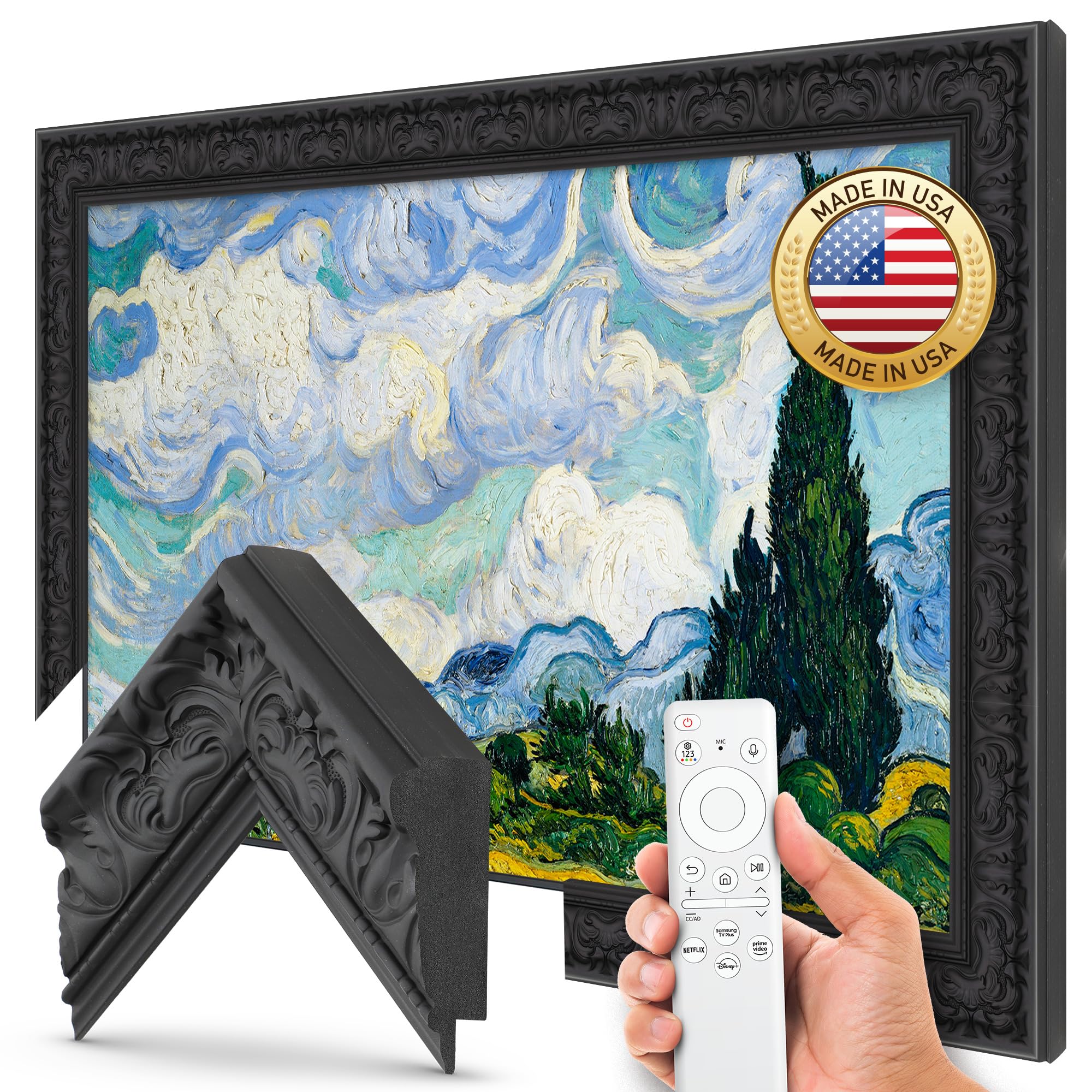 Tuscan Matte Black 75" Premiere Deco TV Frame - Compatible ONLY with Samsung The Frame TV and Pro TVs (Fits 2021-2025, LS03A, LS03B,LS03C,LS03D,LS03FA