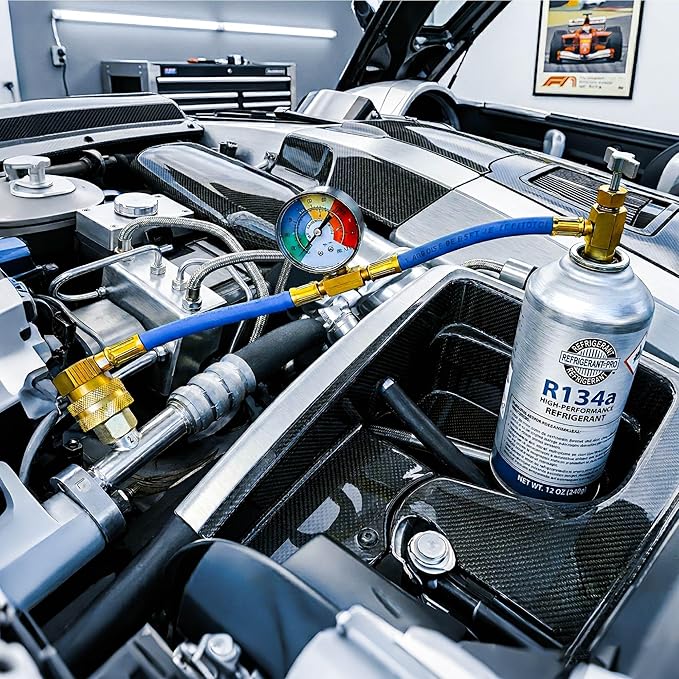 Kit de Manguera de Carga de Refrigerante AC R134A CALPOSE con Manómetro miniatura 2