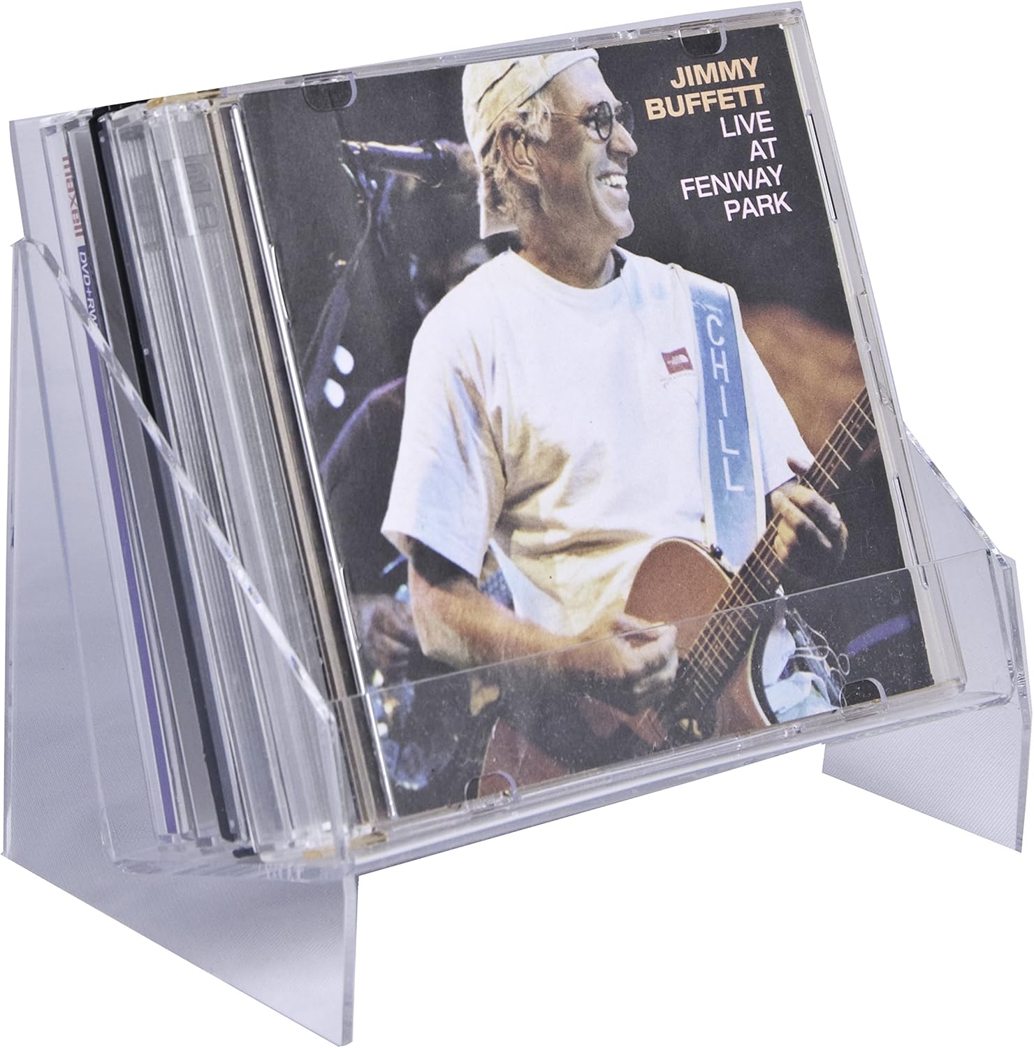 Clear-Ad - CD-01 - Vertical Plastic Desktop CD Display Rack - Standing Countertop Acrylic One Tier Compact Disk Holder (Pack of 2)