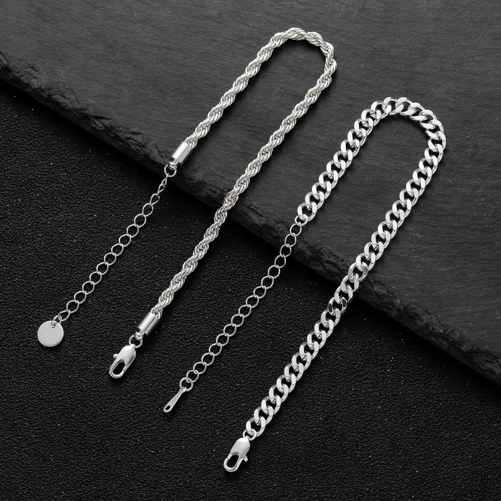4 Pezzi Bracciale Da Uomo In Argento, Bracciali Uomo, Acciaio Inossidabile Bracciale Da Uomos Set per papà Fidanzato Marito Figlio