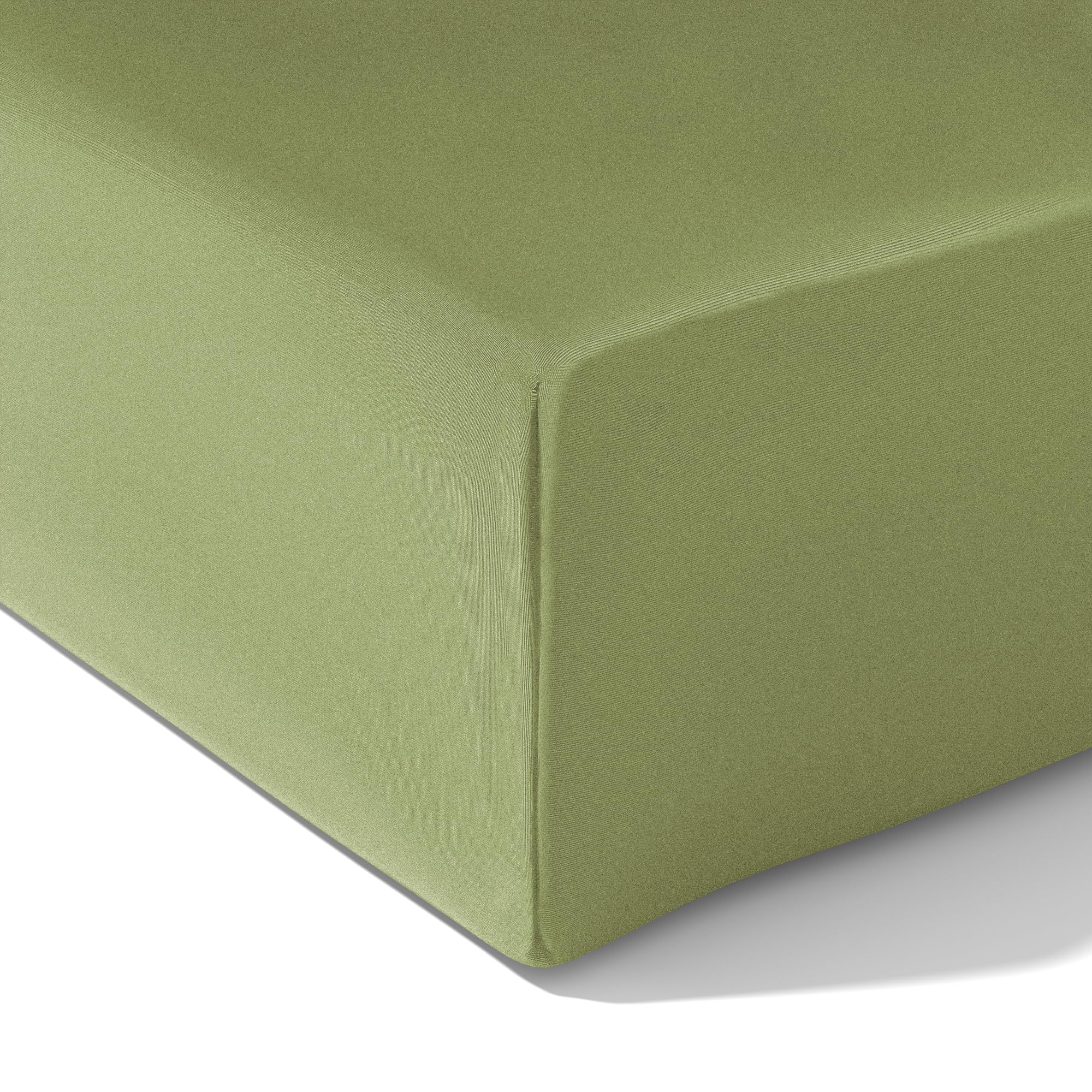 wyewye Double Fitted Sheet, Light Green, 135x190 cm with 40 cm Super Deep Pocket, Microfiber Fabric Bed Fitted Sheets