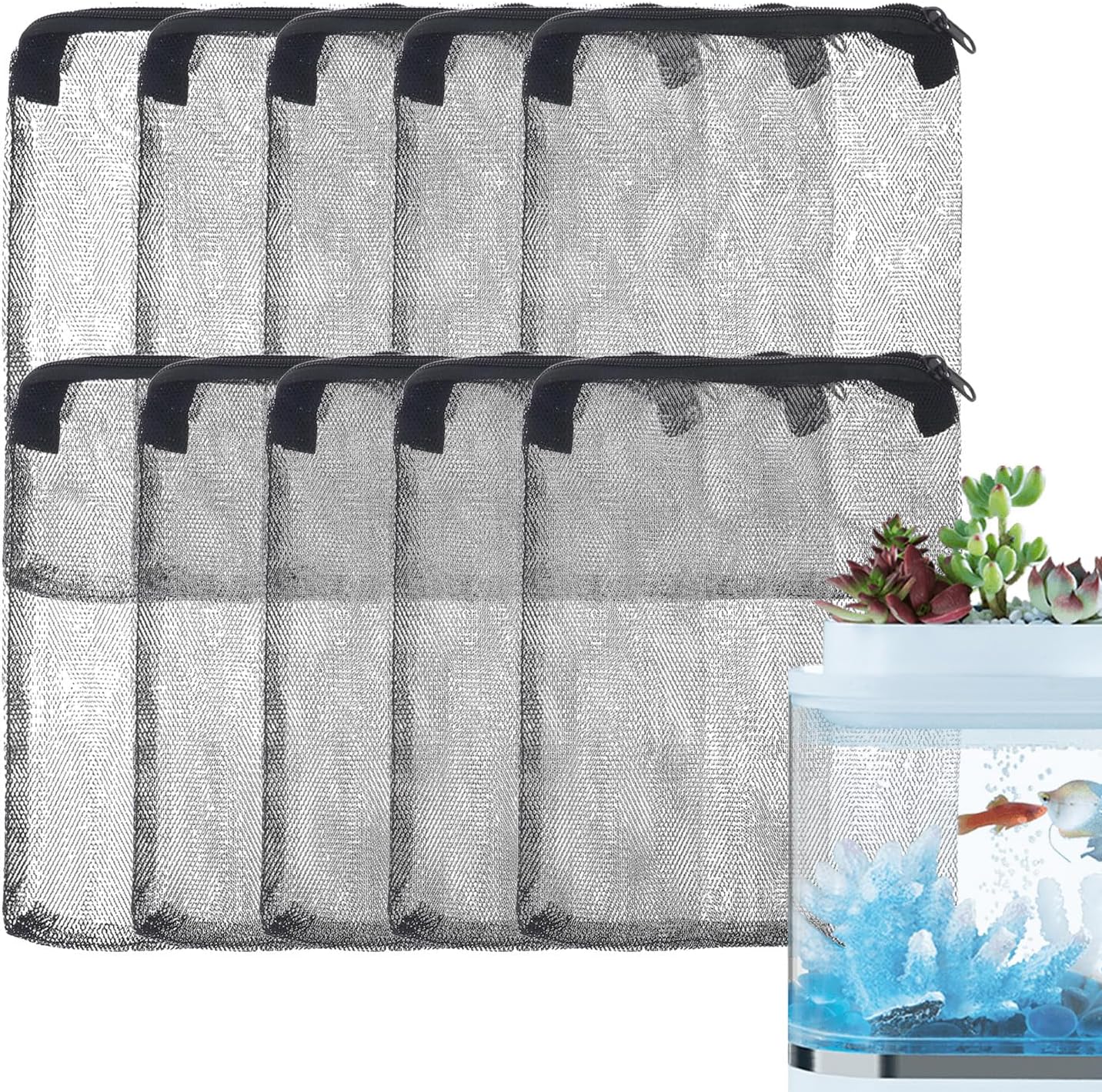 Aquarium Mesh Bags,10 Pieces Washable and Reusable | Bags as Holder for Filter Material | For Freshwater And Saltwater Maintenance