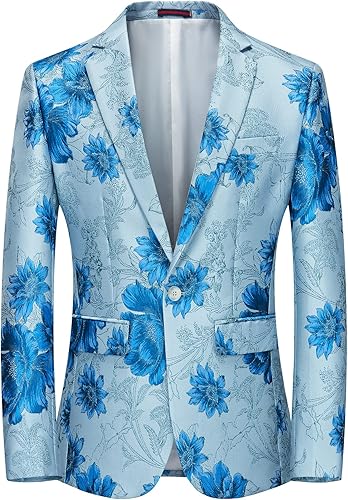 MOGU Mens Floral Blazer Slim Fit Fancy Sports Coat for Wedding Prom Party US Siz