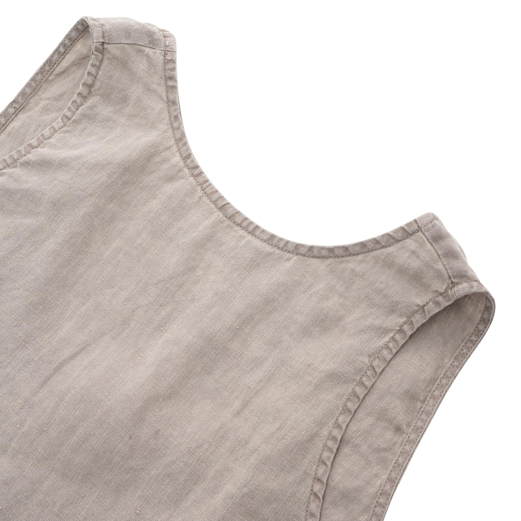 Amazhiyu Damen-Oberteil, 100 % Leinen, lässig, ärmellos, U-Ausschnitt, pflanzengefärbt, Größe S-XL