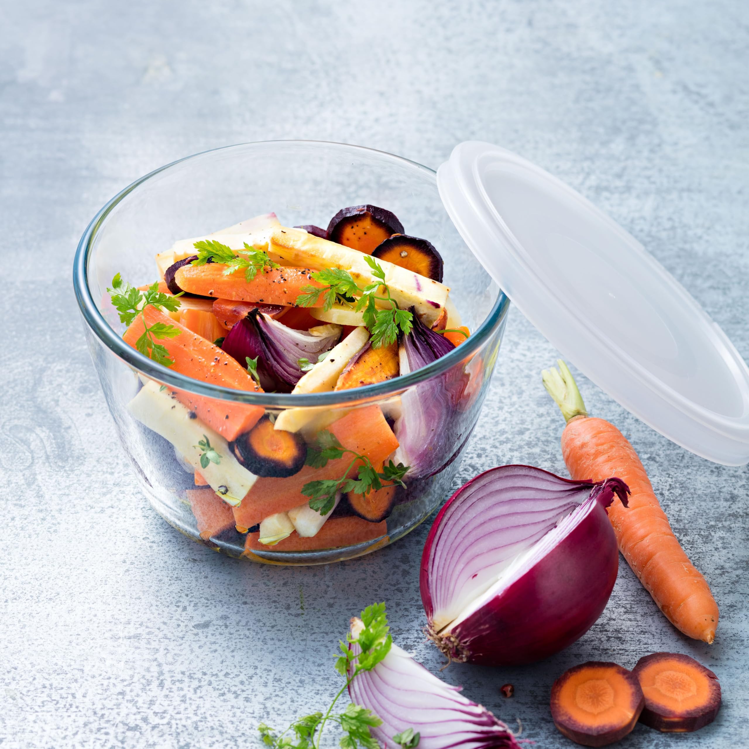 Amazon | Pyrex (パイレックス) Cook&Freeze 丸型容器 蓋付き 12cm-0.6