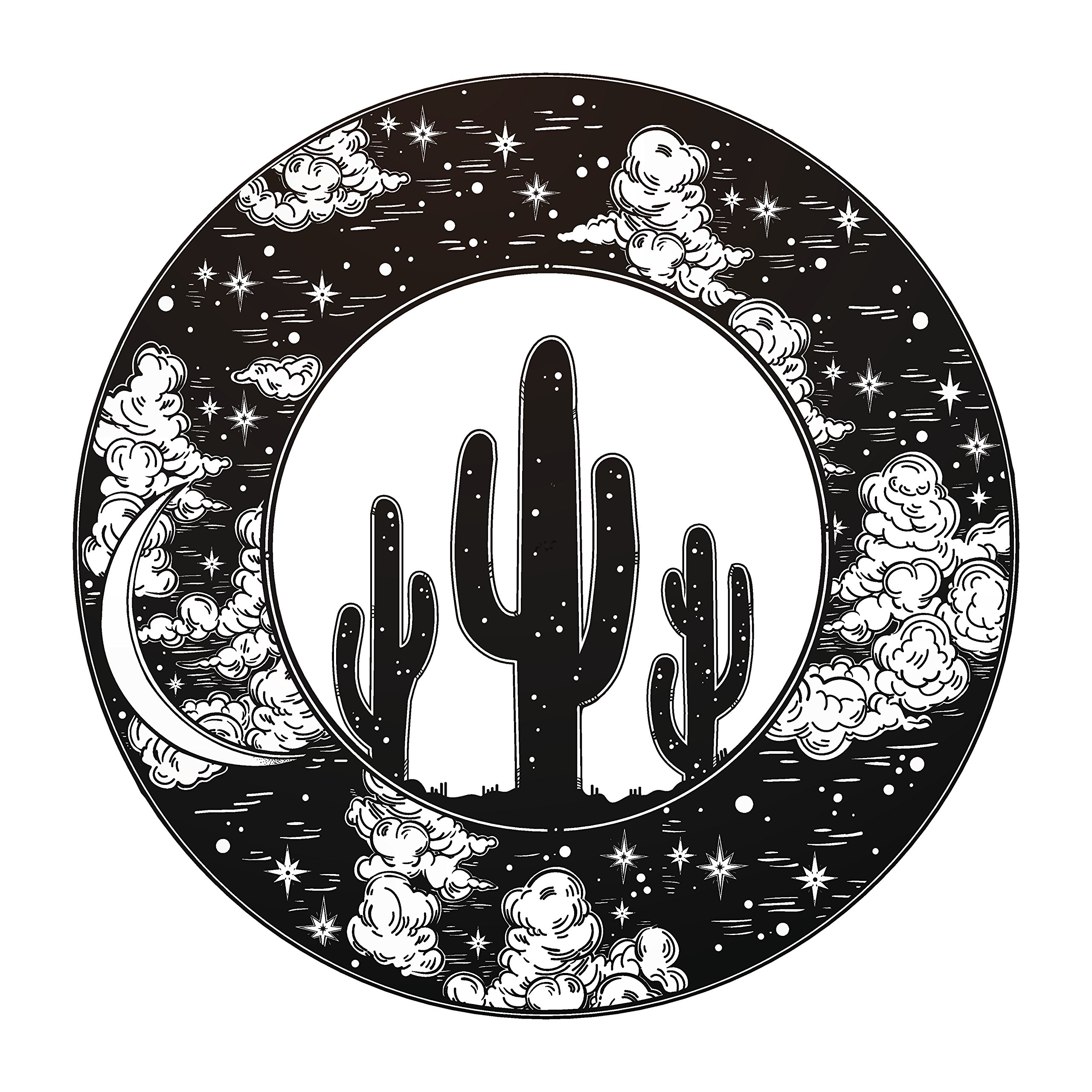 Divine DesignsPretty Sky Circle Icon with Cacti #1 Vinyl Decal Sticker (4" Wide)