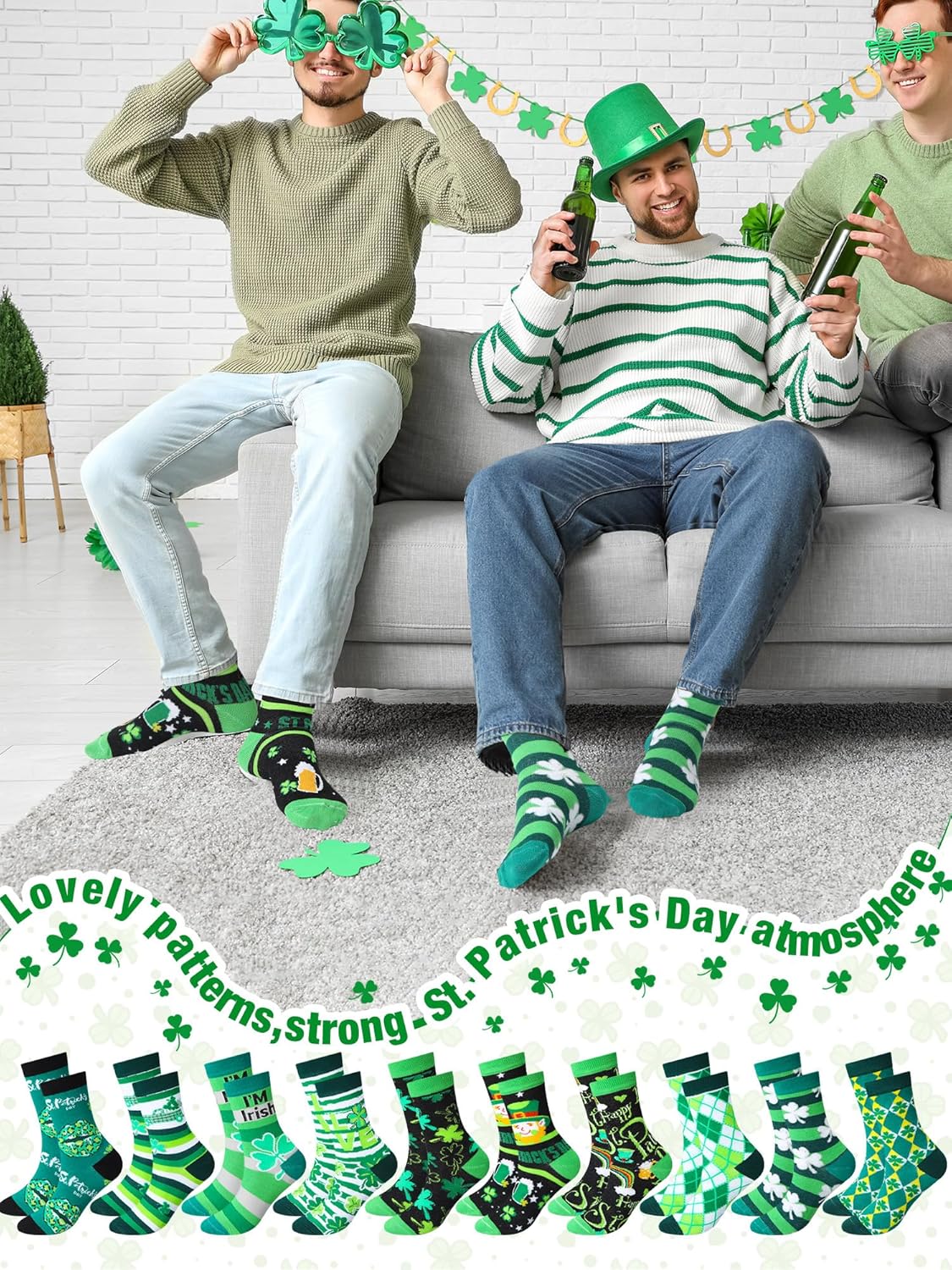 Ramede 48 Pairs Valentine's Day Socks Gifts St. Patrick's Day Bulk Shamrock Socks Love Heart Novelty Holiday Gift for Women Men - Image 7