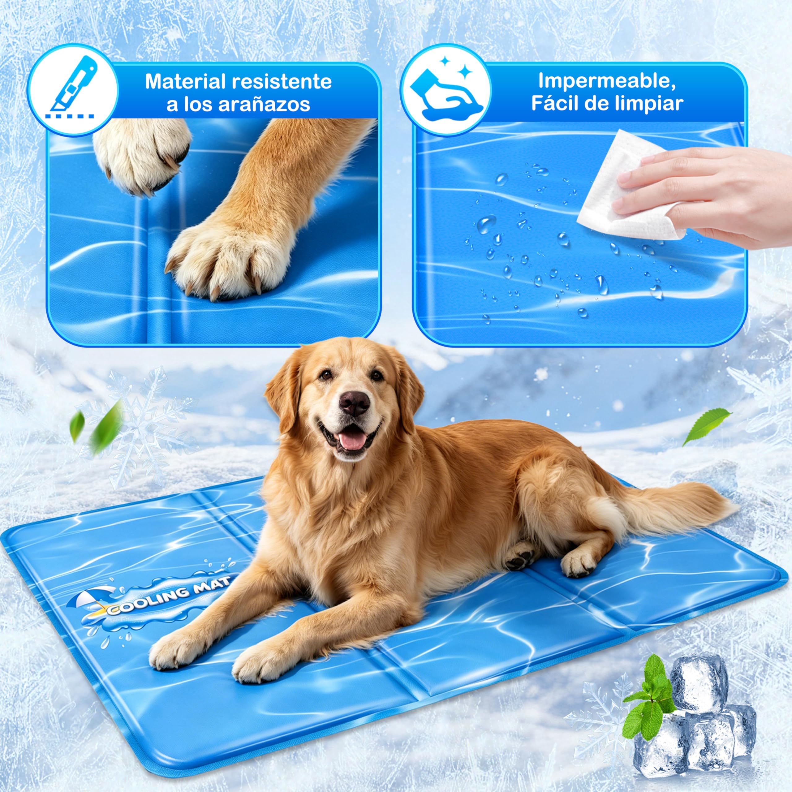 IEEILULU Alfombrilla Refrescante para Perros Gatos, Cama Refrescante Perro con Bolsa, Antidesgarros y Fácil Limpieza, Ideal para Mascotas en Verano Interior, Exterior y Coche (X-Large)