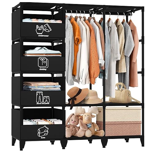 Portable Closet, Easy Assembly, Large Capacity Wardrobe Closet, Sturdy and