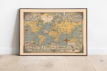 Pegziz World Map Artistic Wall Decoration Poster 60x90cm. Full Color, Coated, Thematic, Map