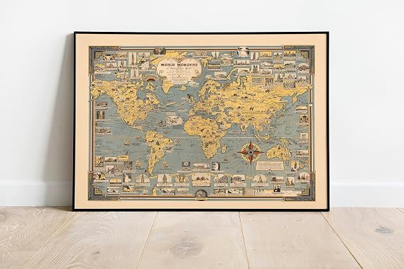 Pegziz World Map Artistic Wall Decoration Poster 60x90cm. Full Color, Coated, Thematic, Map