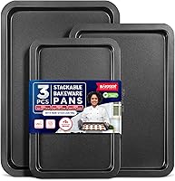 Bakken-Swiss 3-Piece Nonstick Carbon Steel Baking Sheet Set - PFOA/PTFE-Free Oven Pans Small, Medium, Large