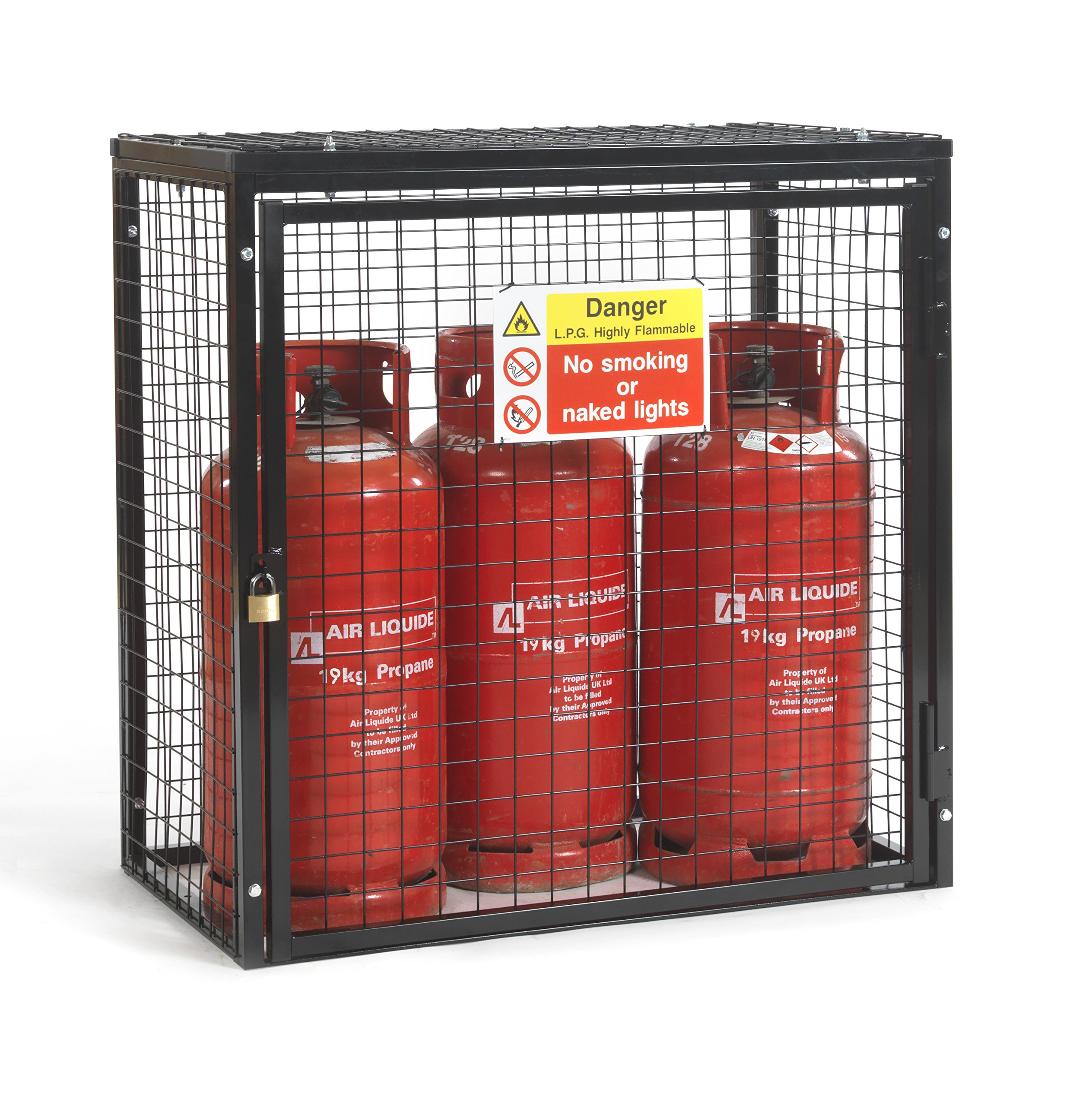 Black Powder Coated Gas Cylinder Cage for 3 x 19kg Cylinders
