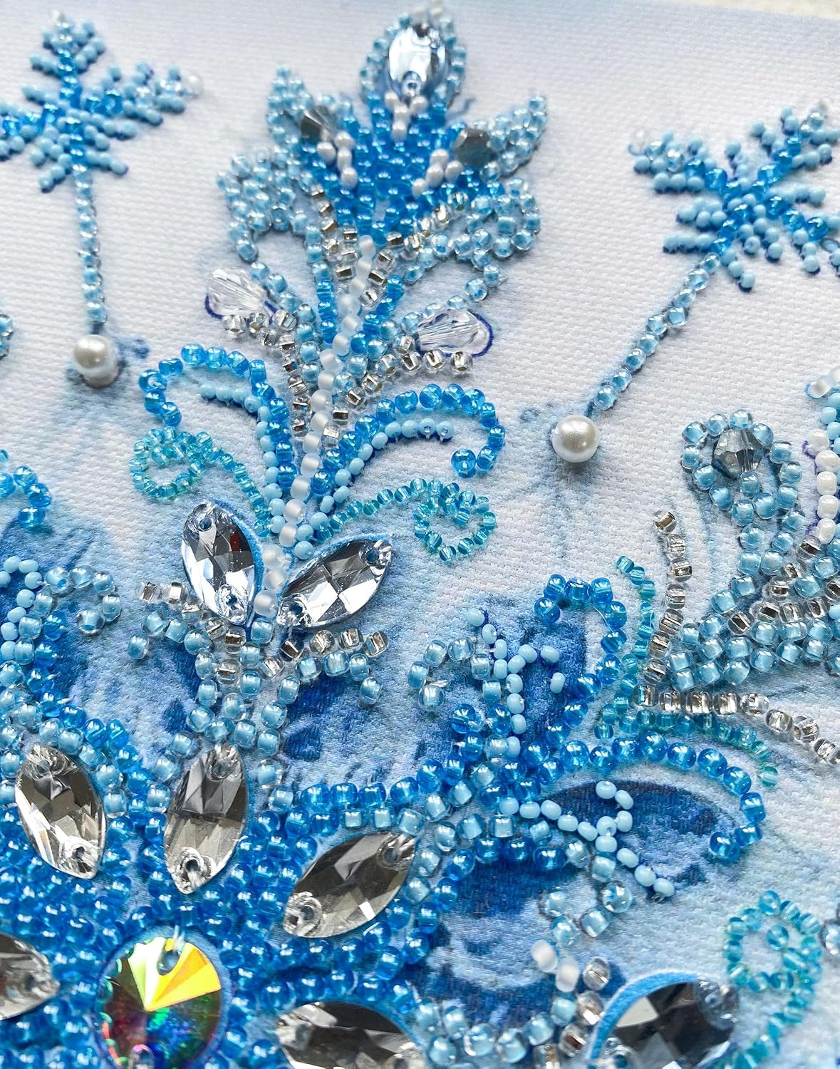 Wizardi Bead Embroidery Kit - Frost Patterns. Colorful Beads, Beading Needles. DIY Kit. Embroidery for Beginners. Home Decor. AB-963 Abris Art