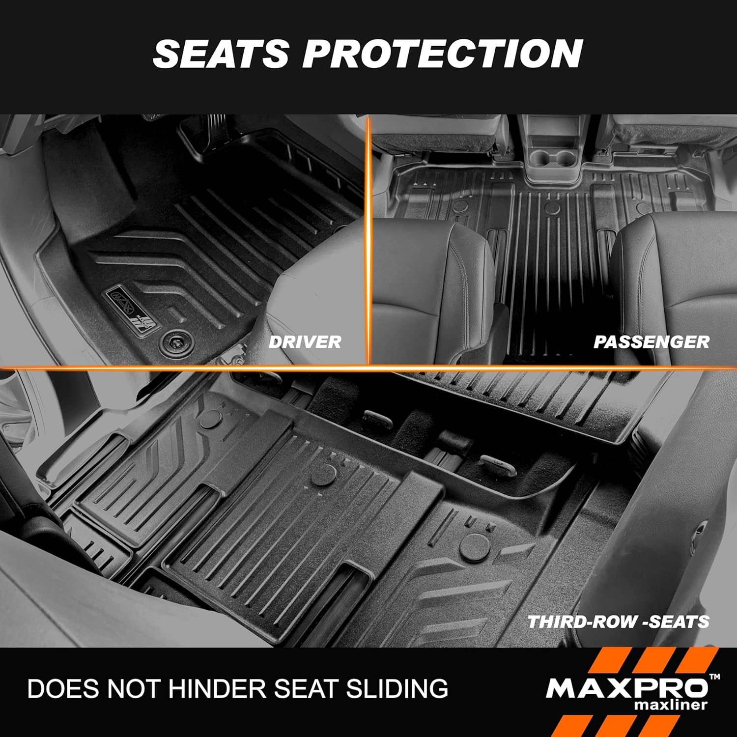 Premium MAXPRO All Weather Floor Mats for Toyota Sienna 2021-2026 Bucket Seats 7 Passenger Custom Fit Floor Liners 3 Row Set Waterproof TPE Car Mats All Weather Interior Protection Sienna Floor Mat