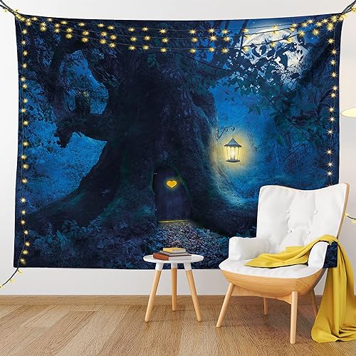 Miniatura 141 de Ambesonne Tapiz gótico, patio con hiedra encantada en la puerta antigua al bosque, colgante de pared ancho para dormitorio, sala de estar, 2-Verde