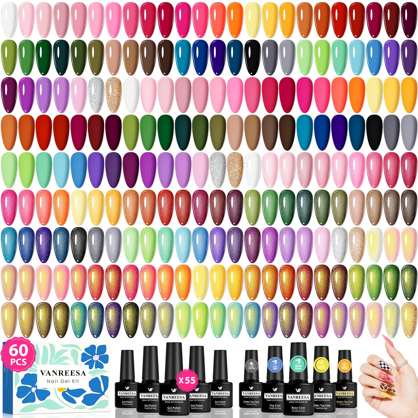 VANREESA 60 Pcs Gel Nail Polish Set