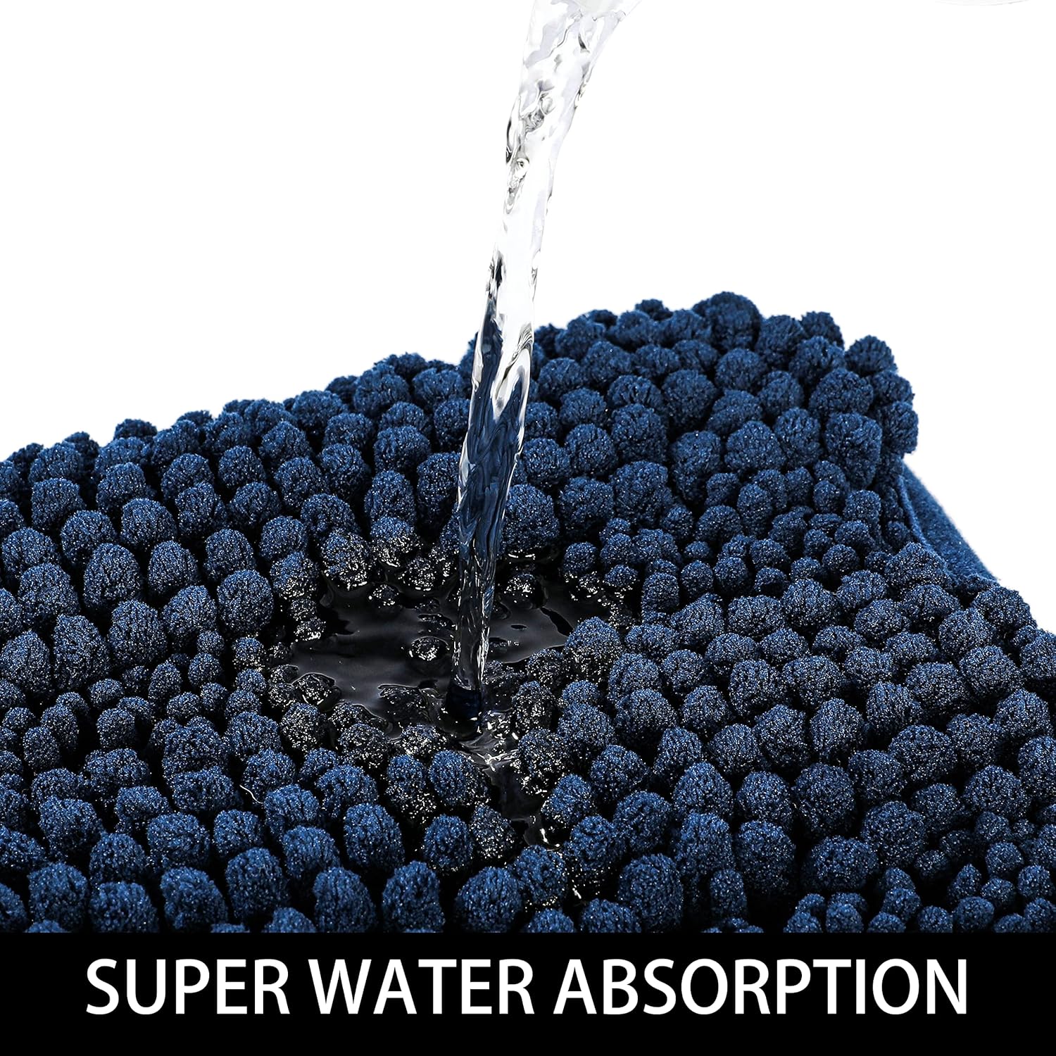 Thick Navy Blue Bathroom Rugs Small 17 X 24 Inch Washable Bath Mat Non Slip Water Absorbent Bath Mat for Bathroom Quick Dry Carpet Rug Blue